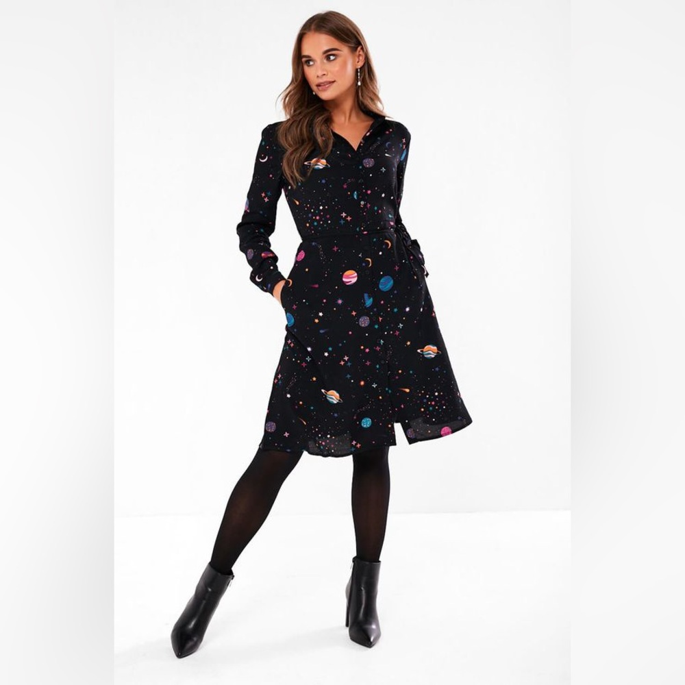 Sugarhill Brighton Zadie Cyber Candy shirt dress in black